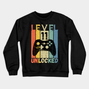 Level 11 Unlocked Birthday  Gamer  Boys Video Game Crewneck Sweatshirt